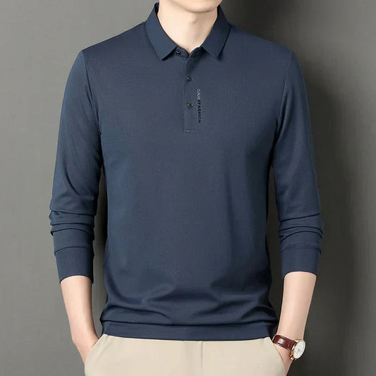 Polirexio⢠Men's Solid Long Sleeve T-Shirt with Lapel (Pack of 4)